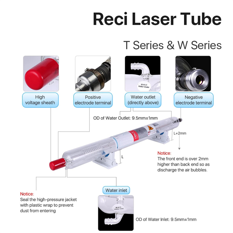  Reci W2/T2 90W-100W CO2 Laser Tube Scatola di legno Imballaggio Macchina da taglio per incisione laser CO2 